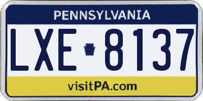 PA license plate LXE8137
