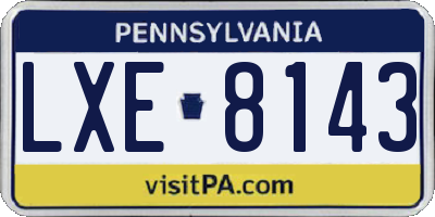 PA license plate LXE8143