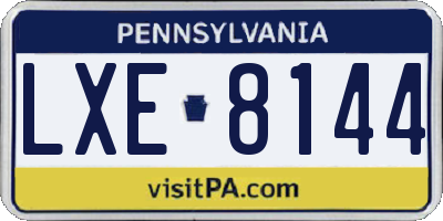 PA license plate LXE8144