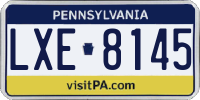 PA license plate LXE8145