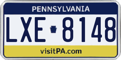 PA license plate LXE8148