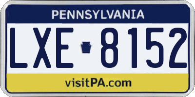 PA license plate LXE8152