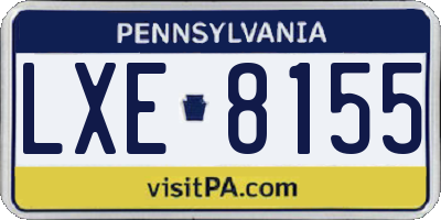 PA license plate LXE8155