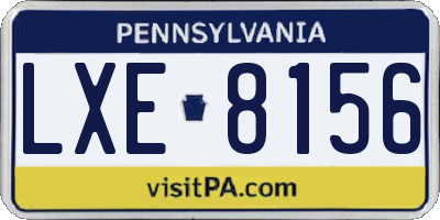 PA license plate LXE8156
