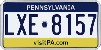 PA license plate LXE8157