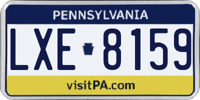 PA license plate LXE8159