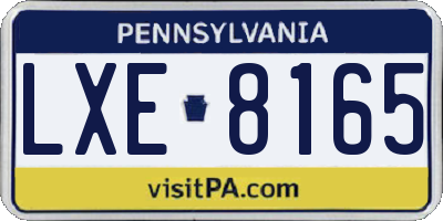 PA license plate LXE8165