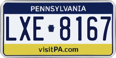 PA license plate LXE8167