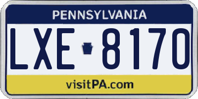PA license plate LXE8170