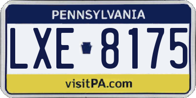 PA license plate LXE8175