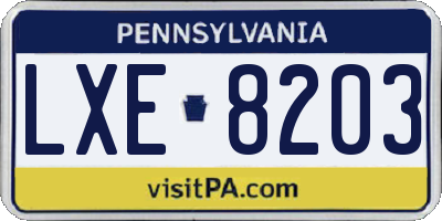 PA license plate LXE8203