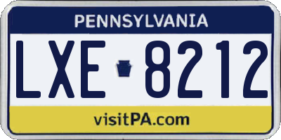 PA license plate LXE8212