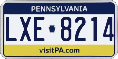 PA license plate LXE8214