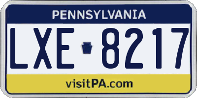 PA license plate LXE8217