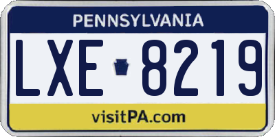 PA license plate LXE8219
