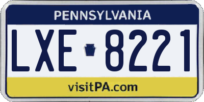 PA license plate LXE8221