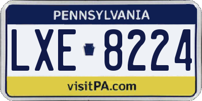 PA license plate LXE8224