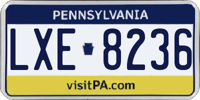 PA license plate LXE8236