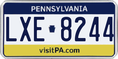 PA license plate LXE8244