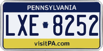 PA license plate LXE8252
