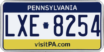 PA license plate LXE8254