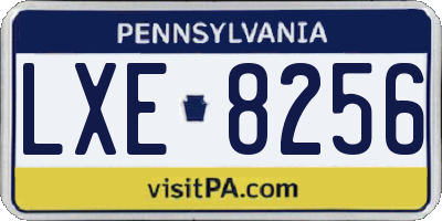 PA license plate LXE8256
