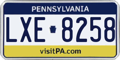 PA license plate LXE8258