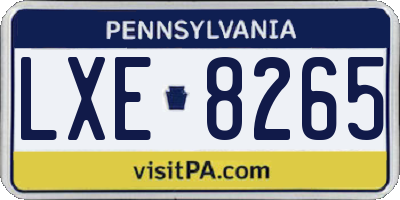PA license plate LXE8265