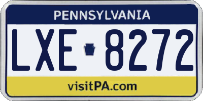 PA license plate LXE8272