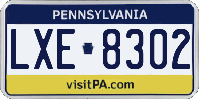 PA license plate LXE8302