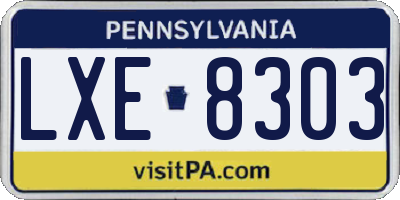 PA license plate LXE8303