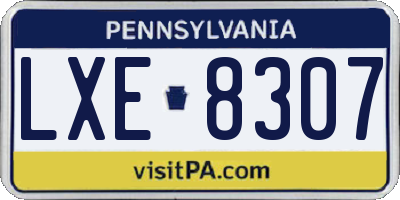 PA license plate LXE8307