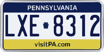 PA license plate LXE8312