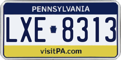 PA license plate LXE8313