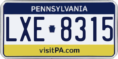PA license plate LXE8315