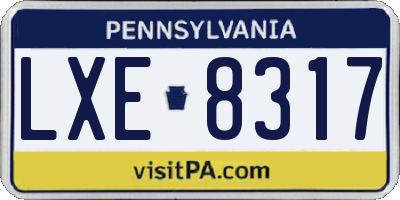 PA license plate LXE8317