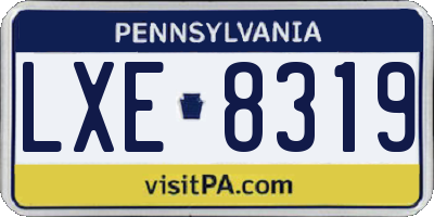 PA license plate LXE8319