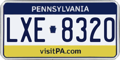 PA license plate LXE8320