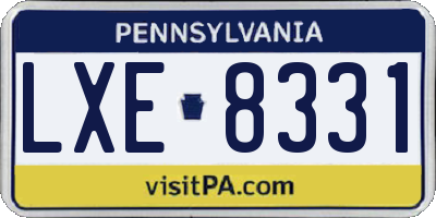 PA license plate LXE8331