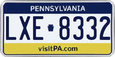 PA license plate LXE8332
