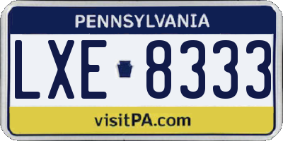 PA license plate LXE8333
