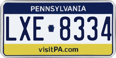 PA license plate LXE8334