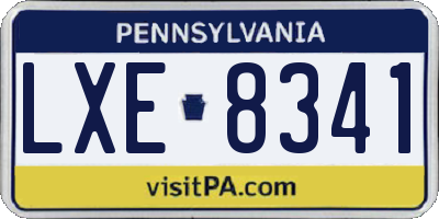 PA license plate LXE8341