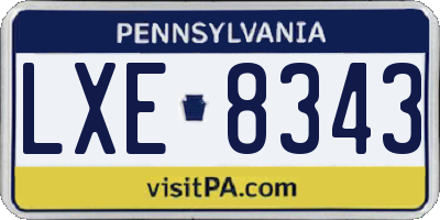 PA license plate LXE8343