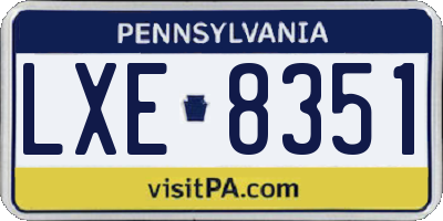 PA license plate LXE8351