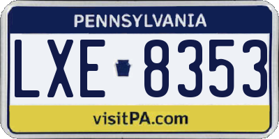 PA license plate LXE8353