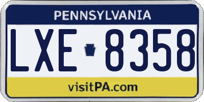 PA license plate LXE8358