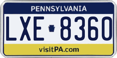 PA license plate LXE8360