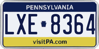 PA license plate LXE8364