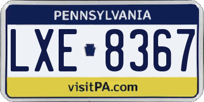 PA license plate LXE8367